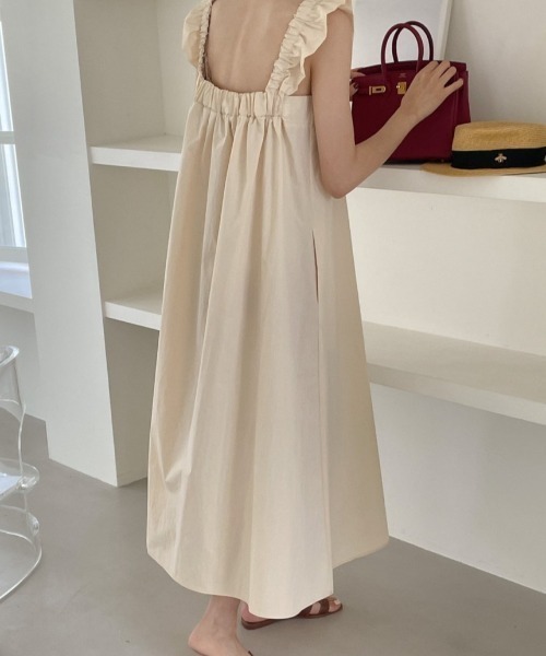 YUGA(ユーガ)の「YUGA_YGMC Korean-style Frill-sleeve resort dress(ワンピース・レディース・ライトブルー/ライトベージュ・FREE)」の6枚目の写真