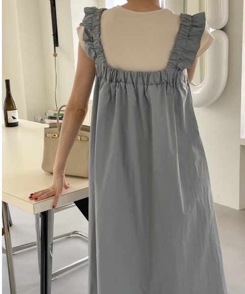 YUGA(ユーガ)の「YUGA_YGMC Korean-style Frill-sleeve resort dress(ワンピース・レディース・ライトブルー/ライトベージュ・FREE)」の16枚目の写真