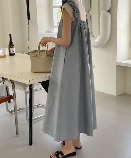YUGA(ユーガ)の「YUGA_YGMC Korean-style Frill-sleeve resort dress(ワンピース・レディース・ライトブルー/ライトベージュ・FREE)」の18枚目の写真