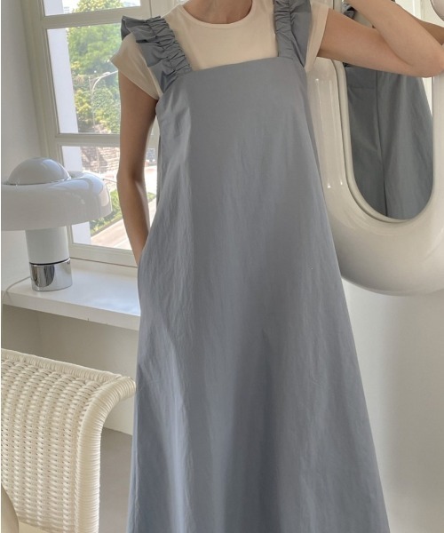 YUGA(ユーガ)の「YUGA_YGMC Korean-style Frill-sleeve resort dress(ワンピース・レディース・ライトブルー/ライトベージュ・FREE)」の19枚目の写真