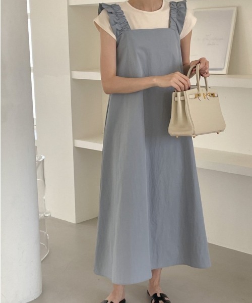 YUGA(ユーガ)の「YUGA_YGMC Korean-style Frill-sleeve resort dress(ワンピース・レディース・ライトブルー/ライトベージュ・FREE)」の20枚目の写真