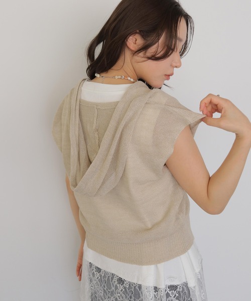 cheriella(シェリエラ)の「【cheriella】ミックスヤーンフーディトップス MIX YARN HOODIE TOP(Tシャツ/カットソー・レディース・ブラウン/アイボリー/チャコールグレー・FREE)」の12枚目の写真