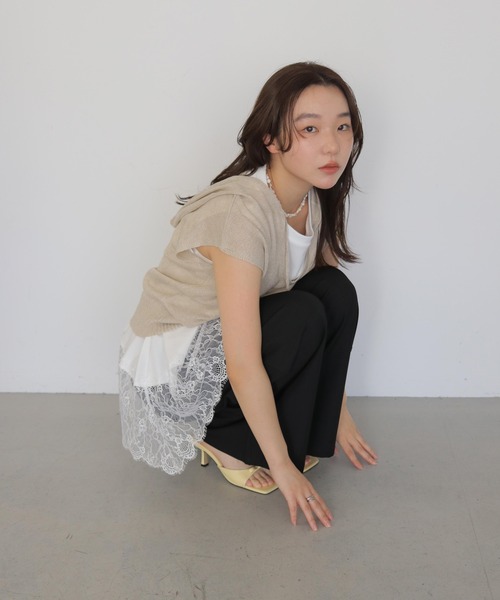 cheriella(シェリエラ)の「【cheriella】ミックスヤーンフーディトップス MIX YARN HOODIE TOP(Tシャツ/カットソー・レディース・ブラウン/アイボリー/チャコールグレー・FREE)」の14枚目の写真