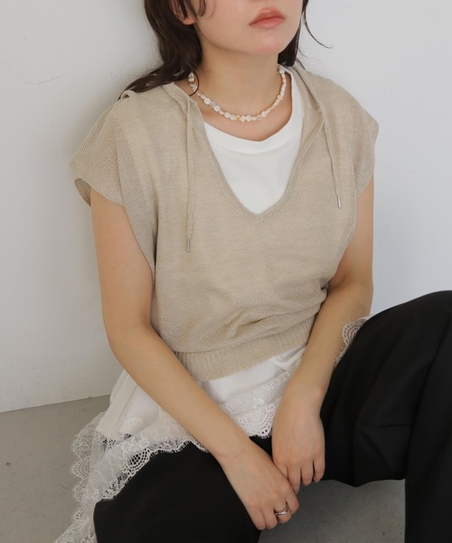 cheriella(シェリエラ)の「【cheriella】ミックスヤーンフーディトップス MIX YARN HOODIE TOP(Tシャツ/カットソー・レディース・ブラウン/アイボリー/チャコールグレー・FREE)」の19枚目の写真