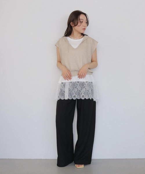 cheriella(シェリエラ)の「【cheriella】ミックスヤーンフーディトップス MIX YARN HOODIE TOP(Tシャツ/カットソー・レディース・ブラウン/アイボリー/チャコールグレー・FREE)」の10枚目の写真