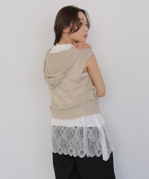 cheriella(シェリエラ)の「【cheriella】ミックスヤーンフーディトップス MIX YARN HOODIE TOP(Tシャツ/カットソー・レディース・ブラウン/アイボリー/チャコールグレー・FREE)」の16枚目の写真