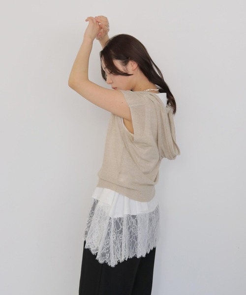 cheriella(シェリエラ)の「【cheriella】ミックスヤーンフーディトップス MIX YARN HOODIE TOP(Tシャツ/カットソー・レディース・ブラウン/アイボリー/チャコールグレー・FREE)」の21枚目の写真