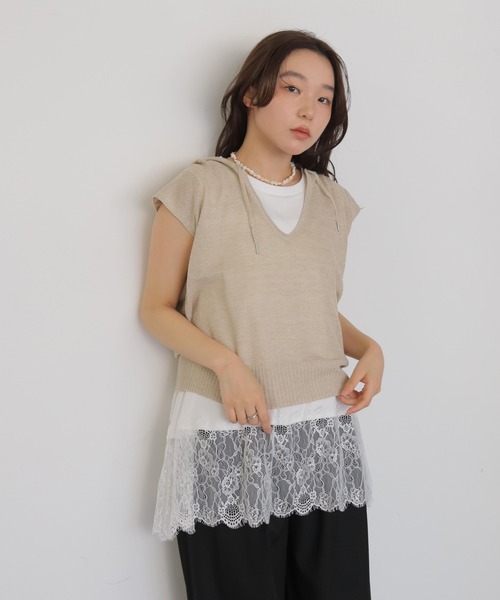 cheriella(シェリエラ)の「【cheriella】ミックスヤーンフーディトップス MIX YARN HOODIE TOP(Tシャツ/カットソー・レディース・ブラウン/アイボリー/チャコールグレー・FREE)」の20枚目の写真