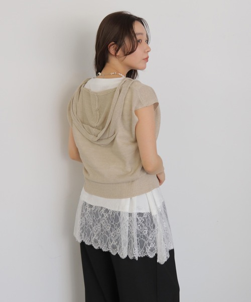 cheriella(シェリエラ)の「【cheriella】ミックスヤーンフーディトップス MIX YARN HOODIE TOP(Tシャツ/カットソー・レディース・ブラウン/アイボリー/チャコールグレー・FREE)」の9枚目の写真