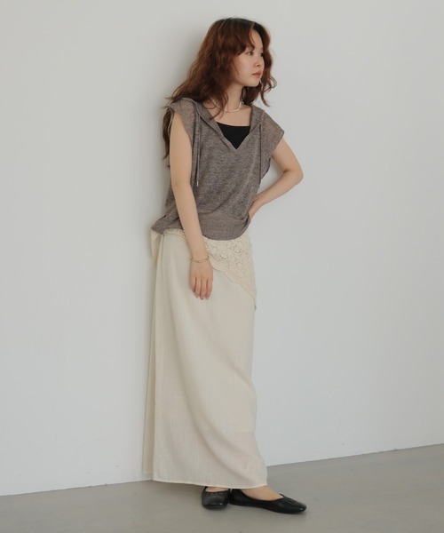 cheriella(シェリエラ)の「【cheriella】ミックスヤーンフーディトップス MIX YARN HOODIE TOP(Tシャツ/カットソー・レディース・ブラウン/アイボリー/チャコールグレー・FREE)」の5枚目の写真