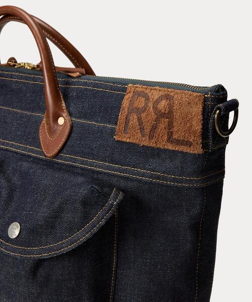 RRL（ダブル アール エル）の「レザートリム インディゴ デニム トート（トートバッグ・メンズ・ネイビー系1・ONE）」の7枚目の写真