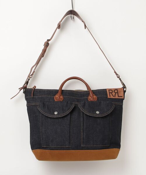 RRL（ダブル アール エル）の「レザートリム インディゴ デニム トート（トートバッグ・メンズ・ネイビー系1・ONE）」の6枚目の写真