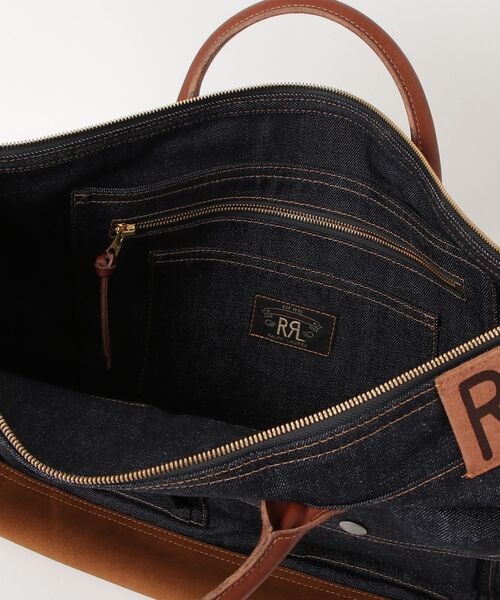 RRL（ダブル アール エル）の「レザートリム インディゴ デニム トート（トートバッグ・メンズ・ネイビー系1・ONE）」の3枚目の写真