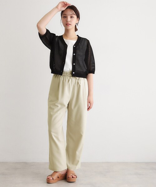 LAURA ASHLEY(ローラアシュレイ)の「【リネン混素材/洗える】フィッシュネットカーディガン(カーディガン/ボレロ・レディース・ブラック/グリーン/アイボリー・40/38)」の9枚目の写真