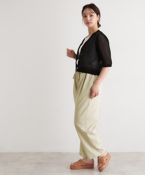 LAURA ASHLEY(ローラアシュレイ)の「【リネン混素材/洗える】フィッシュネットカーディガン(カーディガン/ボレロ・レディース・ブラック/グリーン/アイボリー・40/38)」の10枚目の写真