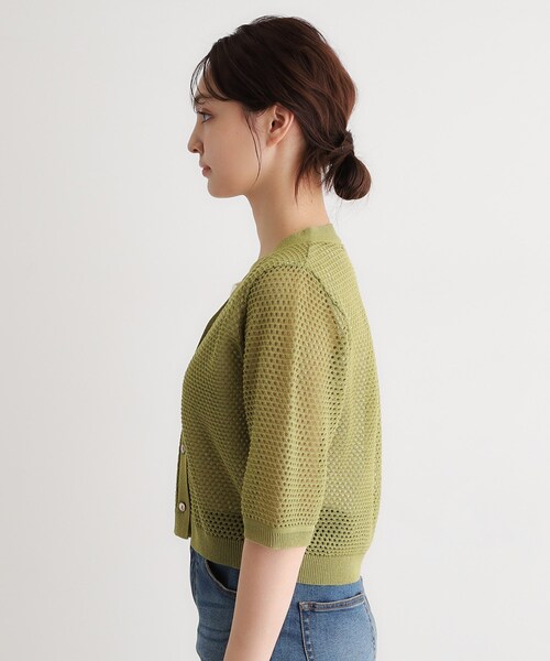 LAURA ASHLEY(ローラアシュレイ)の「【リネン混素材/洗える】フィッシュネットカーディガン(カーディガン/ボレロ・レディース・ブラック/グリーン/アイボリー・40/38)」の17枚目の写真