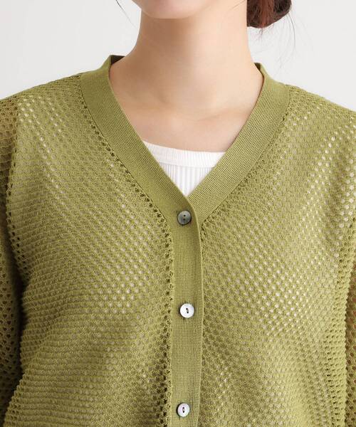 LAURA ASHLEY(ローラアシュレイ)の「【リネン混素材/洗える】フィッシュネットカーディガン(カーディガン/ボレロ・レディース・ブラック/グリーン/アイボリー・40/38)」の19枚目の写真