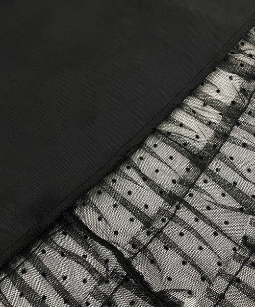 DAY CLOSET(デイ クローゼット)の「【ロング丈/旬のフロッキー加工】透け感際立つシアードット柄 ティアード チュール スカート レディース(スカート・レディース・ブラック・FREE)」の13枚目の写真