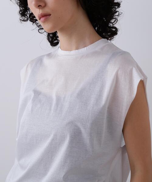 YLEVE(イレーヴ)の「YLEVE / COTTON SHEER JERSEY SLEEVELESS(Tシャツ/カットソー・レディース・ブラック/ホワイト・1)」の12枚目の写真