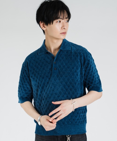 SINSS(シンス)の「Compact knit HS polo shirt / コンパクトニットショートスリーブポロシャツ(シャツ/ブラウス・メンズ・ブルー/ブラック・LARGE/X-SMALL/MEDIUM/SMALL)」の2枚目の写真
