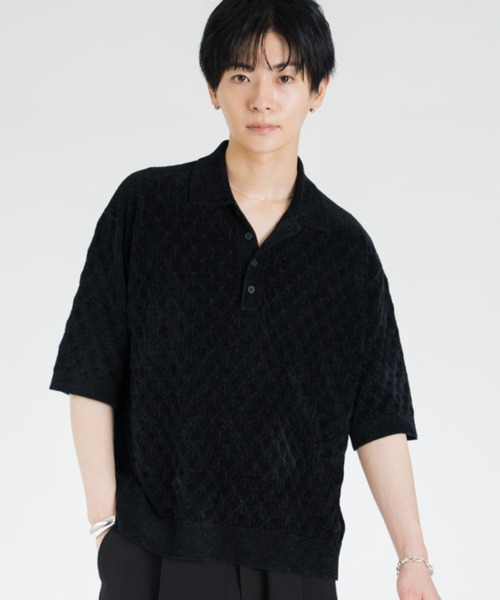 SINSS(シンス)の「Compact knit HS polo shirt / コンパクトニットショートスリーブポロシャツ(シャツ/ブラウス・メンズ・ブルー/ブラック・LARGE/X-SMALL/MEDIUM/SMALL)」の1枚目の写真