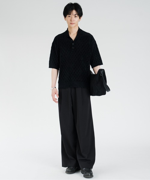 SINSS(シンス)の「Compact knit HS polo shirt / コンパクトニットショートスリーブポロシャツ(シャツ/ブラウス・メンズ・ブルー/ブラック・LARGE/X-SMALL/MEDIUM/SMALL)」の8枚目の写真