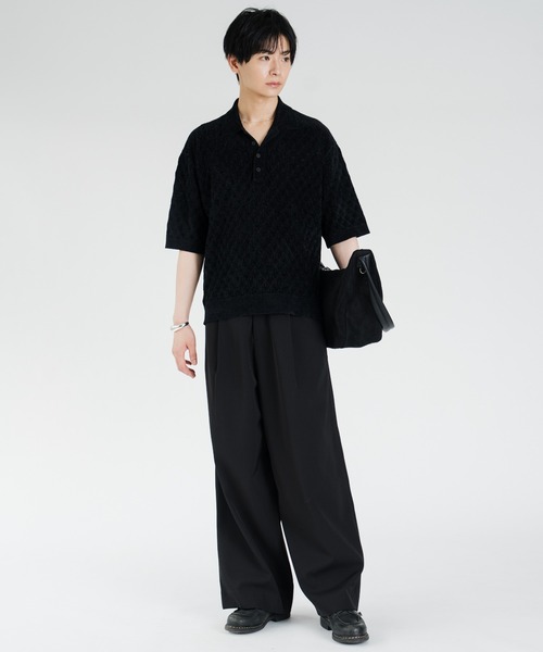 SINSS(シンス)の「Compact knit HS polo shirt / コンパクトニットショートスリーブポロシャツ(シャツ/ブラウス・メンズ・ブルー/ブラック・LARGE/X-SMALL/MEDIUM/SMALL)」の9枚目の写真