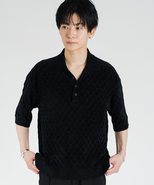 SINSS(シンス)の「Compact knit HS polo shirt / コンパクトニットショートスリーブポロシャツ(シャツ/ブラウス・メンズ・ブルー/ブラック・LARGE/X-SMALL/MEDIUM/SMALL)」の11枚目の写真