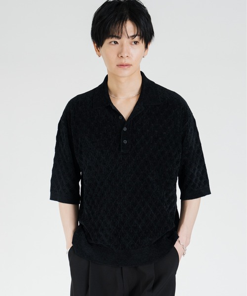 SINSS(シンス)の「Compact knit HS polo shirt / コンパクトニットショートスリーブポロシャツ(シャツ/ブラウス・メンズ・ブルー/ブラック・LARGE/X-SMALL/MEDIUM/SMALL)」の12枚目の写真