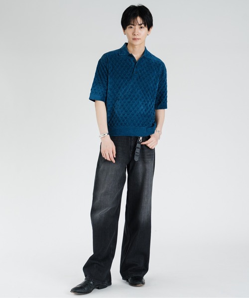 SINSS(シンス)の「Compact knit HS polo shirt / コンパクトニットショートスリーブポロシャツ(シャツ/ブラウス・メンズ・ブルー/ブラック・LARGE/X-SMALL/MEDIUM/SMALL)」の14枚目の写真