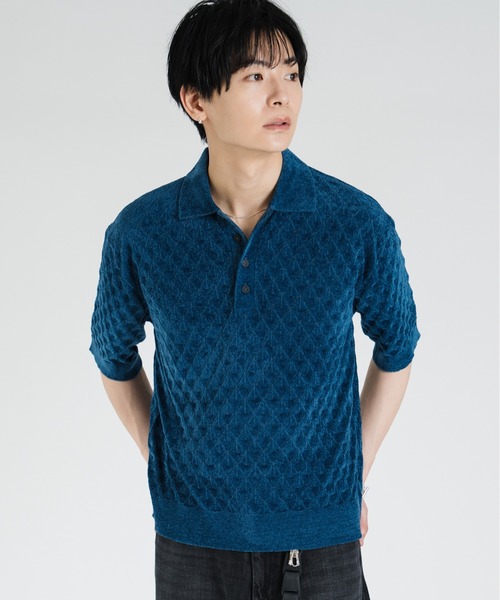 SINSS(シンス)の「Compact knit HS polo shirt / コンパクトニットショートスリーブポロシャツ(シャツ/ブラウス・メンズ・ブルー/ブラック・LARGE/X-SMALL/MEDIUM/SMALL)」の15枚目の写真