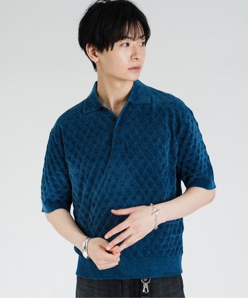 SINSS(シンス)の「Compact knit HS polo shirt / コンパクトニットショートスリーブポロシャツ(シャツ/ブラウス・メンズ・ブルー/ブラック・LARGE/X-SMALL/MEDIUM/SMALL)」の6枚目の写真