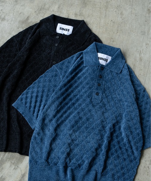 SINSS(シンス)の「Compact knit HS polo shirt / コンパクトニットショートスリーブポロシャツ(シャツ/ブラウス・メンズ・ブルー/ブラック・LARGE/X-SMALL/MEDIUM/SMALL)」の7枚目の写真
