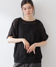 見た目涼やか メッシュジャカードトップス