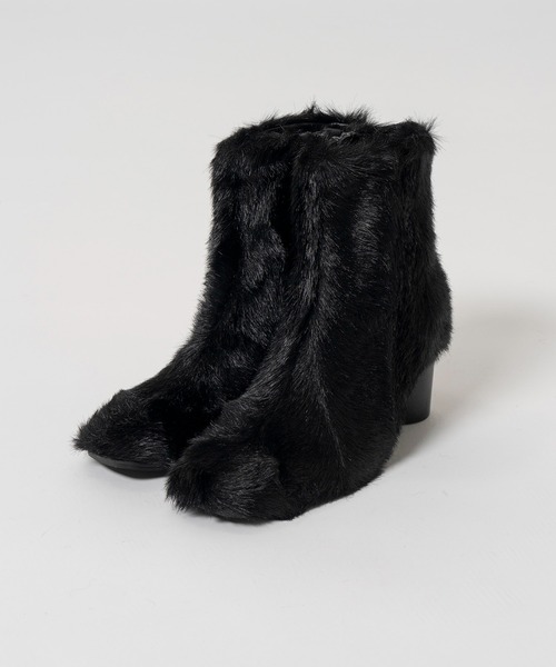 MAISON SPECIAL（メゾンスペシャル）の「Fur-Like Square Short Boots/ファーライクスクエアショートブーツ（ブーツ・レディース・ブラウン/ブラック・36/37/38）」の8枚目の写真