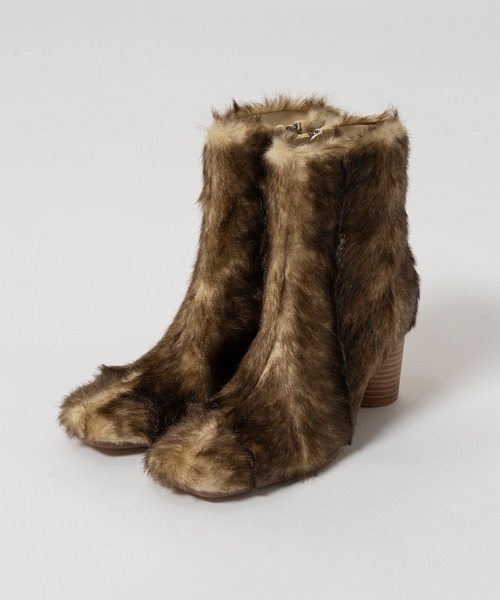 MAISON SPECIAL（メゾンスペシャル）の「Fur-Like Square Short Boots/ファーライクスクエアショートブーツ（ブーツ・レディース・ブラウン/ブラック・36/37/38）」の9枚目の写真