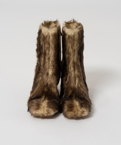 MAISON SPECIAL（メゾンスペシャル）の「Fur-Like Square Short Boots/ファーライクスクエアショートブーツ（ブーツ・レディース・ブラウン/ブラック・36/37/38）」の10枚目の写真