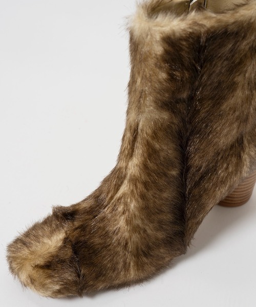 MAISON SPECIAL（メゾンスペシャル）の「Fur-Like Square Short Boots/ファーライクスクエアショートブーツ（ブーツ・レディース・ブラウン/ブラック・36/37/38）」の14枚目の写真