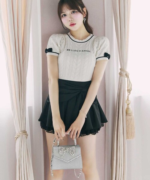 Belle Charme（ベルシャルム）の「【Belle Charme】Crystal Ribbon Chain Bag（ショルダーバッグ・レディース・ブラック/ピンク/オフホワイト/シルバー・FREE）」の5枚目の写真