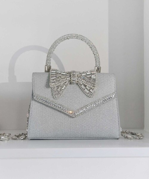 Belle Charme（ベルシャルム）の「【Belle Charme】Crystal Ribbon Chain Bag（ショルダーバッグ・レディース・ブラック/ピンク/オフホワイト/シルバー・FREE）」の6枚目の写真