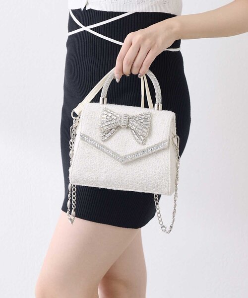 Belle Charme（ベルシャルム）の「【Belle Charme】Crystal Ribbon Chain Bag（ショルダーバッグ・レディース・ブラック/ピンク/オフホワイト/シルバー・FREE）」の14枚目の写真