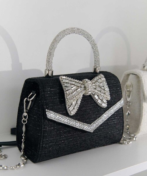 Belle Charme（ベルシャルム）の「【Belle Charme】Crystal Ribbon Chain Bag（ショルダーバッグ・レディース・ブラック/ピンク/オフホワイト/シルバー・FREE）」の21枚目の写真