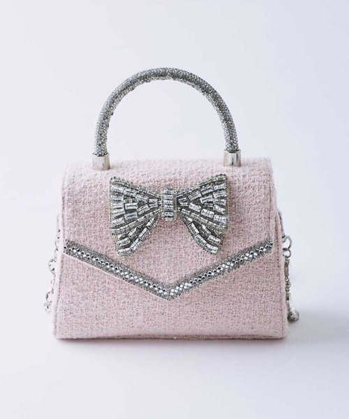 Belle Charme（ベルシャルム）の「【Belle Charme】Crystal Ribbon Chain Bag（ショルダーバッグ・レディース・ブラック/ピンク/オフホワイト/シルバー・FREE）」の3枚目の写真