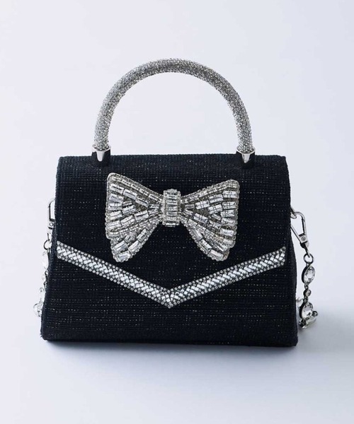 Belle Charme（ベルシャルム）の「【Belle Charme】Crystal Ribbon Chain Bag（ショルダーバッグ・レディース・ブラック/ピンク/オフホワイト/シルバー・FREE）」の2枚目の写真