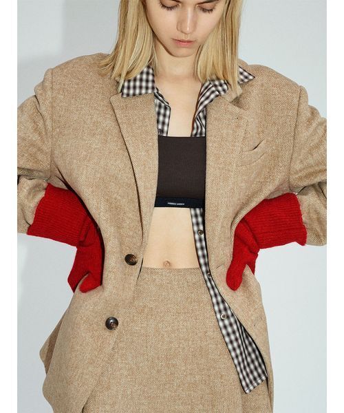 emmi(エミ)の「ウールタックミニスカート【セットアップ対応】(スカート・レディース・ベージュ/ブラウン・1/0)」の9枚目の写真