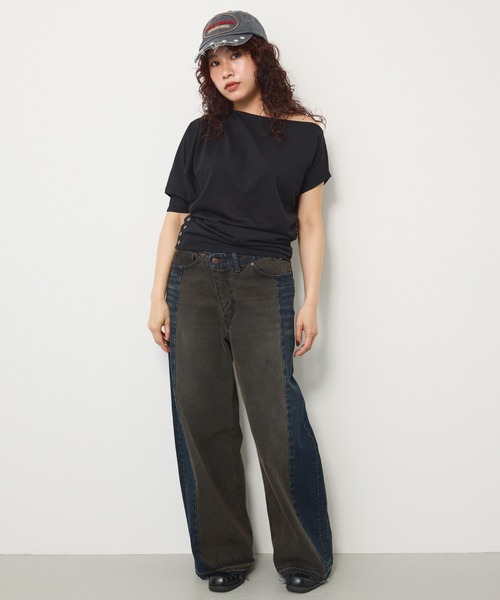 SLY(スライ)の「TONAL MIX DENIM PT トーナルミックスデニムパンツ 夏服 秋服 冬服(デニムパンツ・レディース・ブラック系その他2/ブルー系その他・0/2/1)」の19枚目の写真
