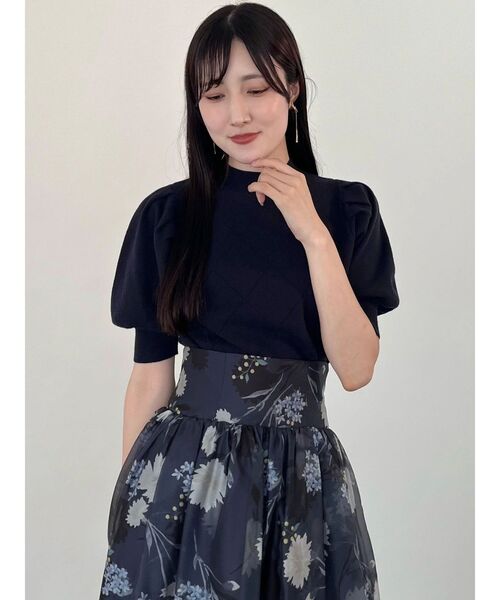 MERCURYDUO(マーキュリーデュオ)の「ダイヤ柄パフスリーブニット(ニット/セーター・レディース・ネイビー/オフホワイト/ベージュ・FREE)」の13枚目の写真