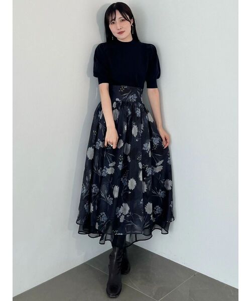 MERCURYDUO(マーキュリーデュオ)の「ダイヤ柄パフスリーブニット(ニット/セーター・レディース・ネイビー/オフホワイト/ベージュ・FREE)」の16枚目の写真