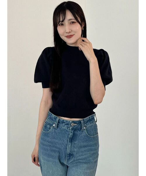 MERCURYDUO(マーキュリーデュオ)の「ダイヤ柄パフスリーブニット(ニット/セーター・レディース・ネイビー/オフホワイト/ベージュ・FREE)」の19枚目の写真