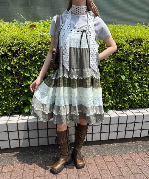 WC（ダブル シー）の「パッチワークキャミワンピース（ワンピース・レディース・グリーン/ブラック・FREE）」の15枚目の写真